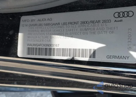 2016 Audi A7 3.0T Premium Plus from USA, damaged, VIN WAUWGAFC6GN003167